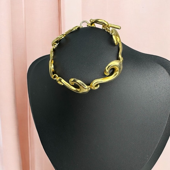 Beautiful rare Scroll shaped links in gold tone, necklace and bracelet set - Picture 10 of 11